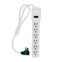 GoGreen Power 6 Outlet Surge Protector, 16103MS 2.5' cord, White