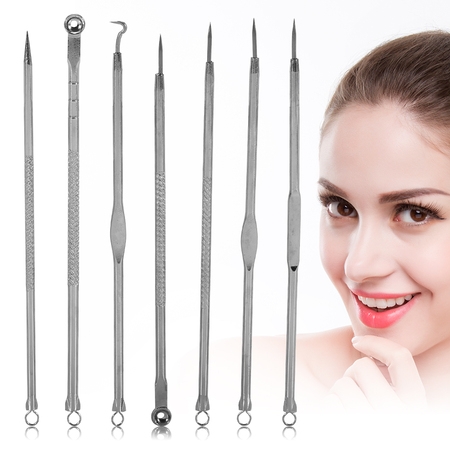 Dioche 7Pcs Blackhead Acne Remover Pimple Comedone Extractor Tool Best Acne Removal Kit - Treatment for Blemish,  Removing for Risk Free Nose Face