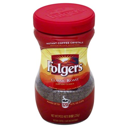 Folgers Classic Roast Instant Coffee Crystals, 8-Ounce Jar ...