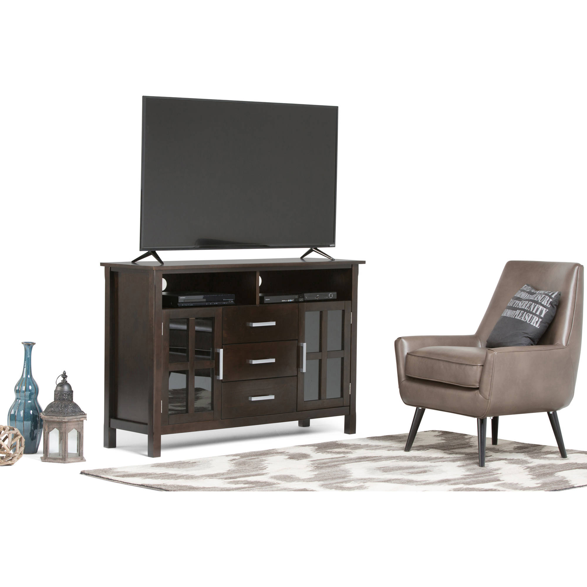 Brooklyn + Max Providence Dark Walnut Brown 54'' Wide Tall TV Media Stand for TVs up to 60''