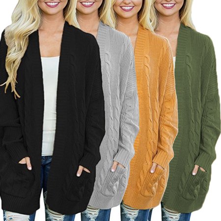 - Clearance! Women's Autumn and Winter Style Batwing Sleeves Open Front Long Knitted Cardigan Sweaters Jackets