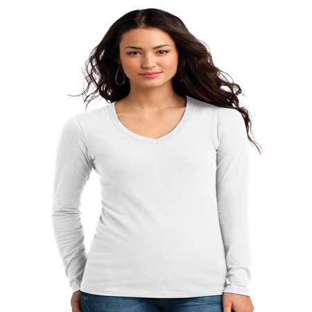 District Women's Long Sleeve V-Neck Concert (Best Clothes To Wear To A Concert)