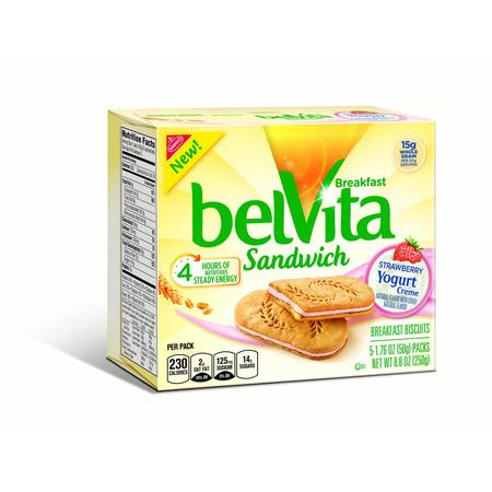 (6 Pack) Belvita Strawberry Yogurt Creme Breakfast Biscuit Sandwiches, 8.8