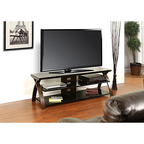 Thompson TV Stand, For TV's Up to 70'', Wood and Glass, Walnut