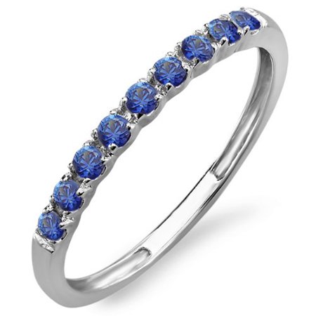 - Dazzlingrock Collection 0.25 Carat (ctw) 10k Round Blue Sapphire Ladies Anniversary Wedding Band Enhancer Guard 1/4 CT, White Gold, Size 7.5