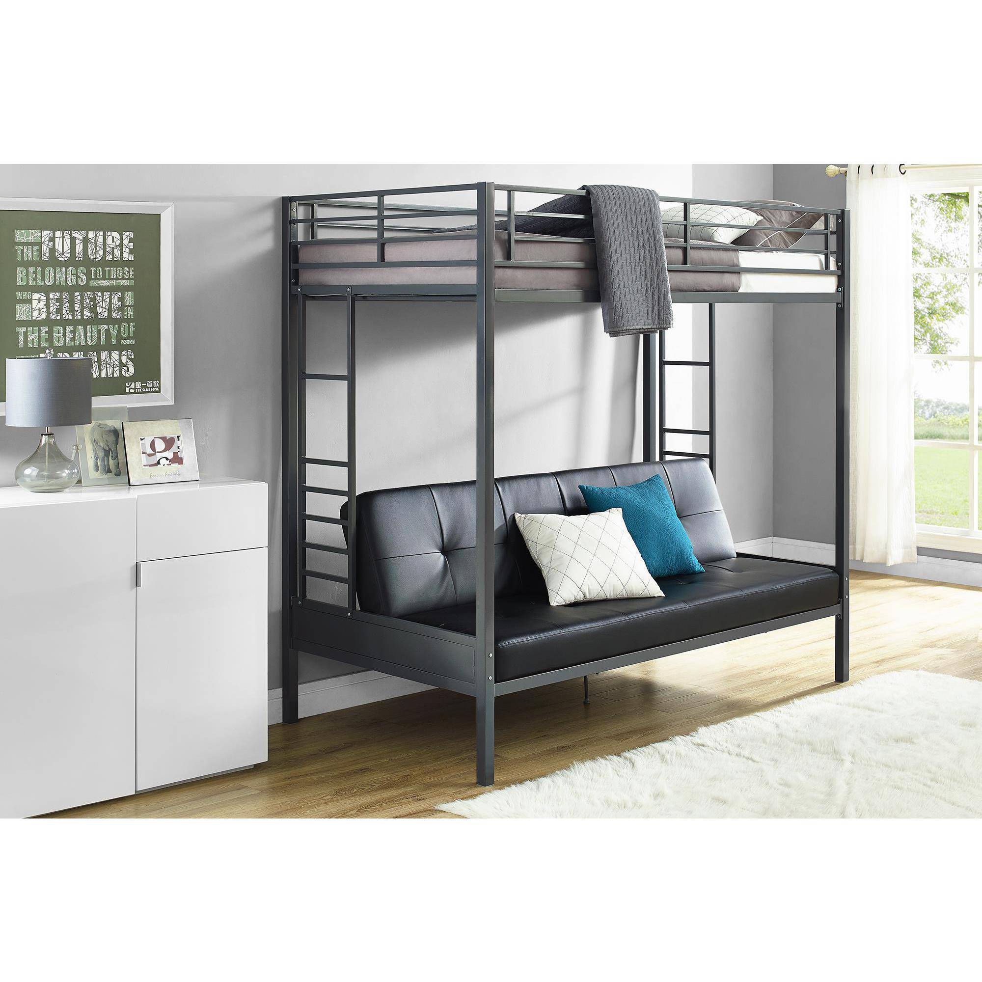 Jasper Twin Futon Bunk, Gunmetal Gray