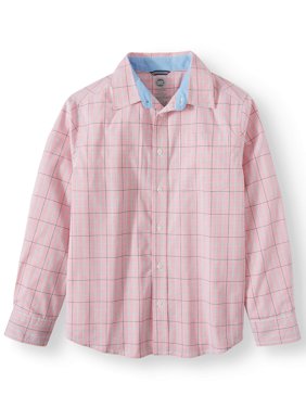 Long Sleeve Stretch Button Up Plaid Shirt (Little Boys, Big Boys, & Husky)