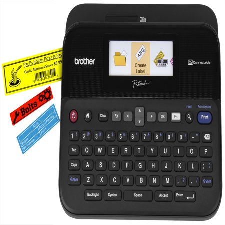 Brother P-touch, PTD600, PC-Connectable Label Maker, Color Display, High-Resolution PC Printing, Split-Back Tape,
