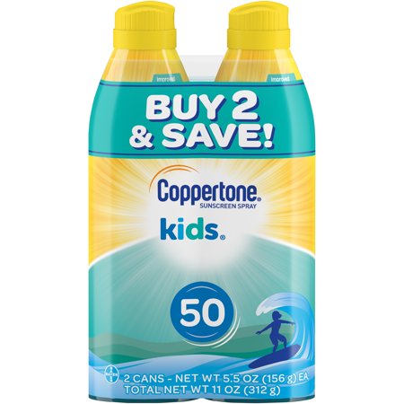 Coppertone Kids Sunscreen Spray SPF 50, Twin Pack (5.5 oz (Best Face Sunscreen For Kids)