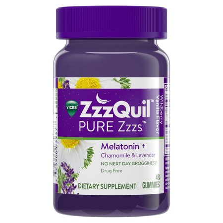 Vicks ZzzQuil PURE Zzzs Melatonin Natural Flavor Sleep Aid Gummies with ...