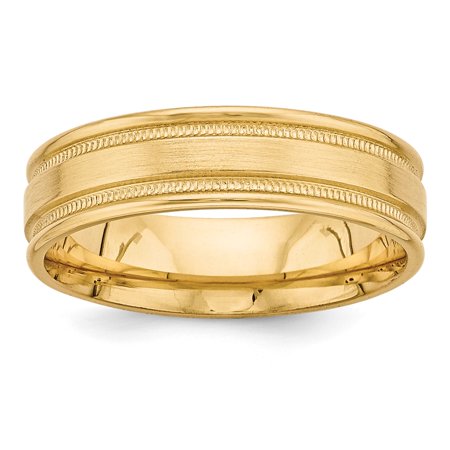 Comfort Fit Fancy Wedding Band - 14k Yellow Gold Heavy Comfort Fit Fancy Wedding Band Size 10