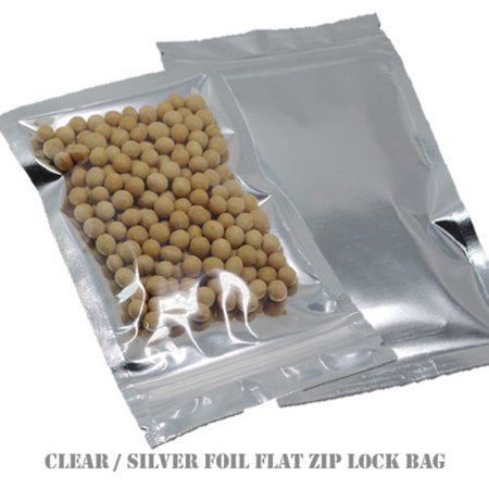 - MTP 100X Flat Style Clear/ Silver Aluminium Foil Reusable Reclosable Zip Lock Bag Food Save Flat Mylar Metallic Pouches