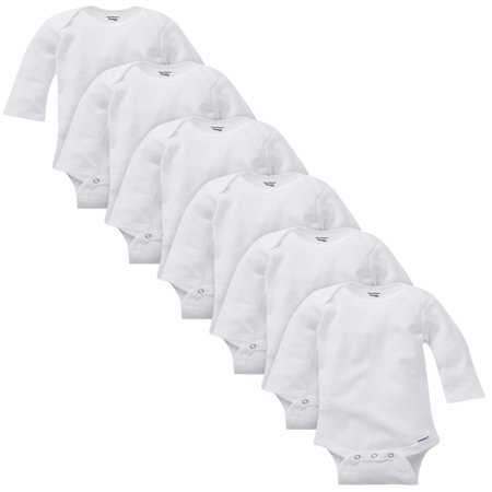 Gerber Organic Cotton Long Sleeve Onesies Bodysuits, 6pk (Baby Boys or Baby Girls,