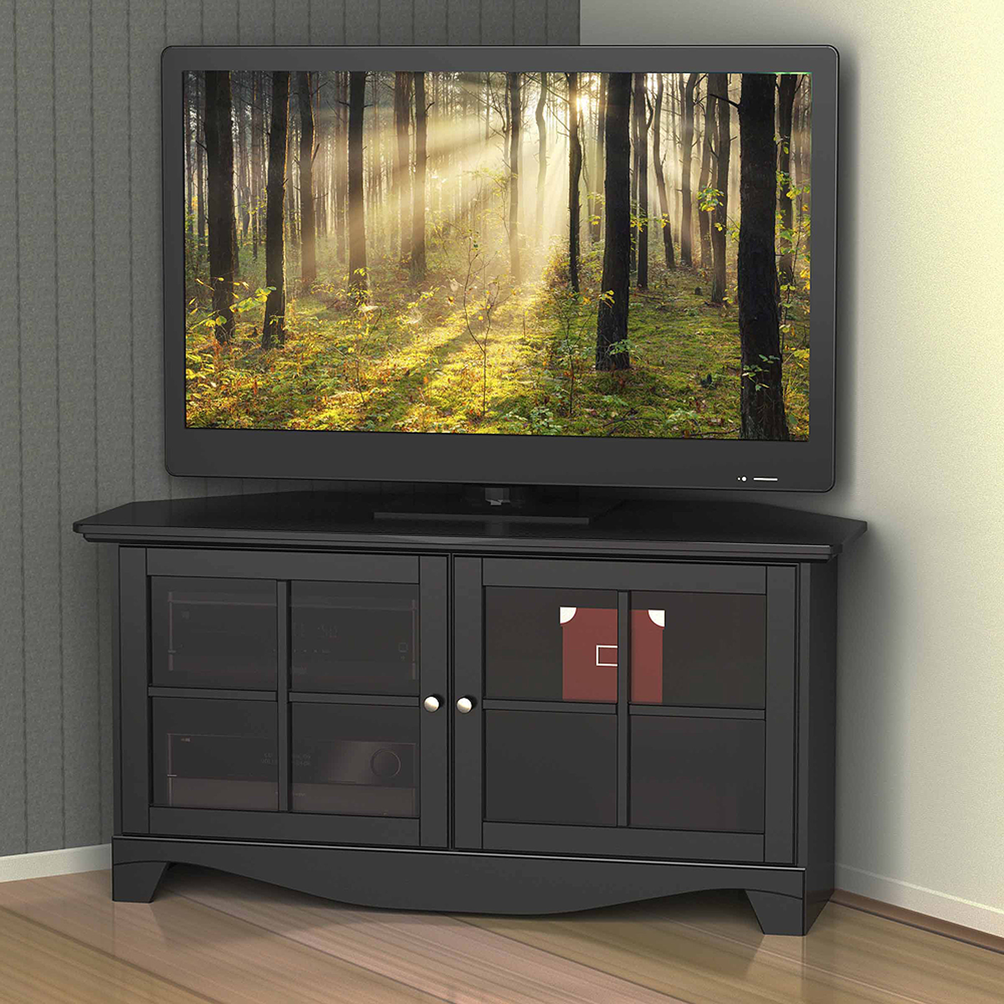 Nexera Pinnacle Black 2-Door Corner TV Stand for TVs up to 49''