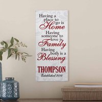 Personalized Home and Family Blessings Canvas, 5" x 11"