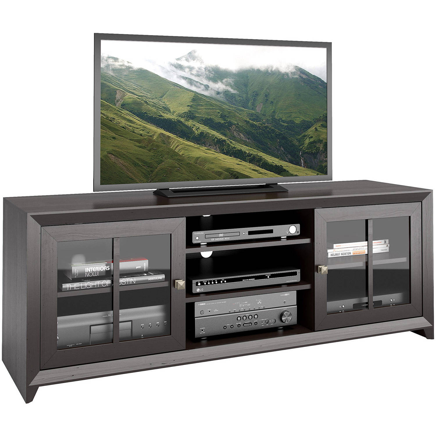 CorLiving TEH-504-B Carlisle Coffee Black TV Bench for TVs up to 70''