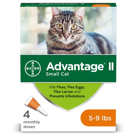 Advantage II Flea Treatment for Small Cats, 4 Monthly Treatments ...