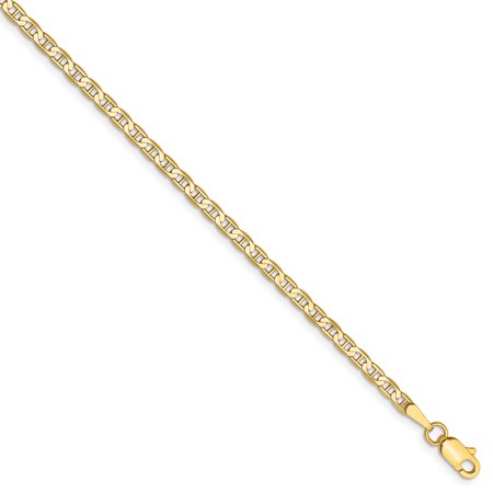 Gold Quartz Pendant - 14k Yellow Gold 2.4mm Flat Link Anchor Necklace Chain Pendant Charm Fine Jewelry For Women Gift Set