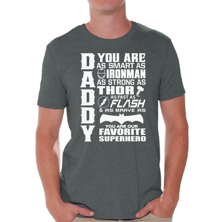 Awkward Styles Men's Daddy Superhero Graphic T-shirt Tops Proud Dad Best Dad Ever Father`s Day