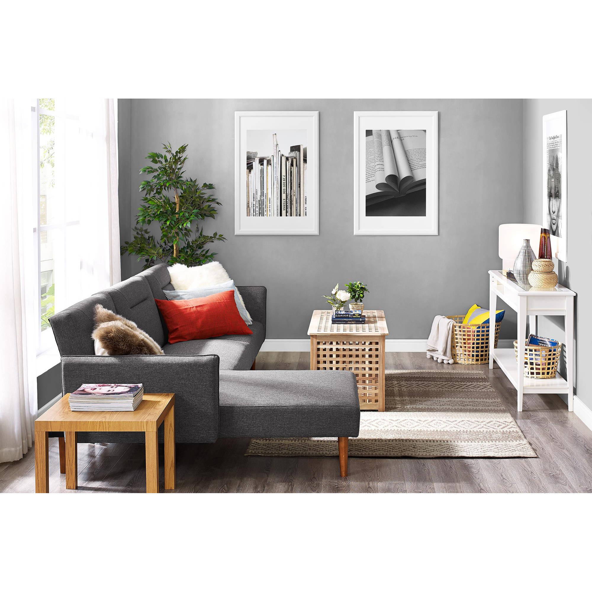 DHP Brent Futon Sectional, Multiple Colors