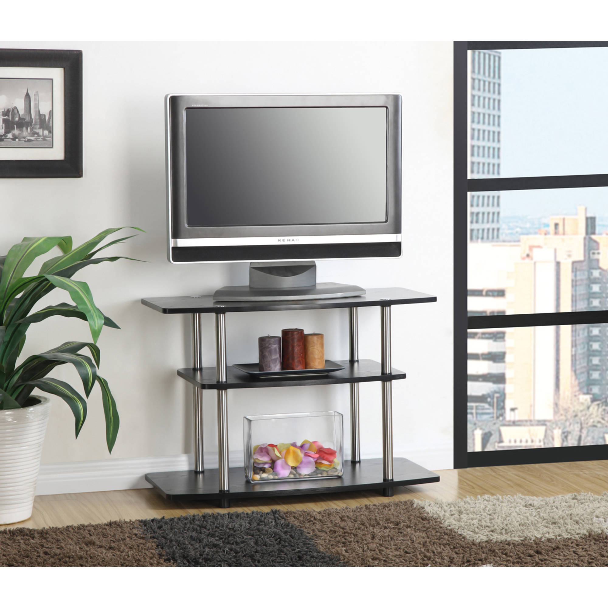 Designs 2 Go Three-Tier TV Stand, for TVs up to 32'' by Convenience Concepts, Multiple Colors