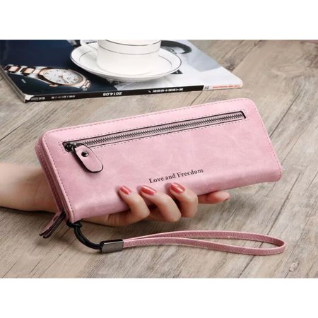 Wallet Wristlet PU Leather Long Wallet Clutch Handbag Zipper Organizer Wristlets Card Cellphone Holder Purse for Women Lady Girls 7.9inch ()
