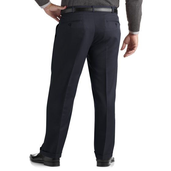 Men's Pleated Cuffed Microfiber Dress Pant With Adjustable Waistband