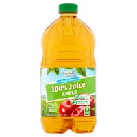 (3 pack) Great Value No Sugar Added 100% Juice, Apple, 64 Fl Oz, 1 Count