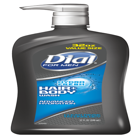 Dial for Men Hair + Body Wash with Advanced Hydration Moisturizer & Clean Rinse Technology, Hydro Fresh, 32