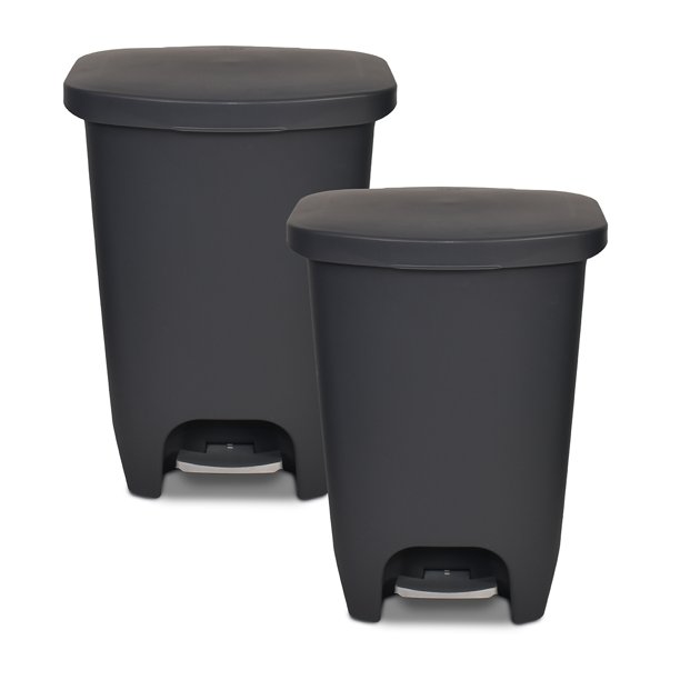 2-Pack Glad Plastic Step Kitchen Garbage Can, 13 Gal