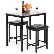 Marble Table Sets Best Choice Products Kitchen Marble Table Dining Set W 2 Counter Height Stools Brown