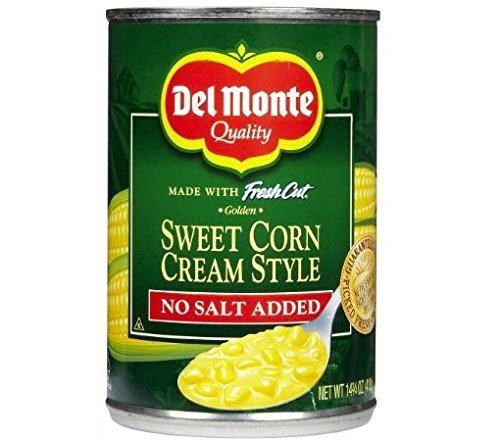 Cream Style Sweet Corn (6 Pack) Del Monte Fresh Cut Golden Sweet Corn Cream Style, No Salt Added, 14.75 Oz ()