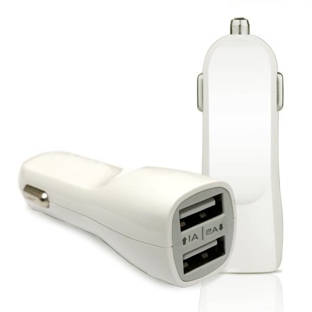 EpicDealz Fast Dual USB Car Charger 3A [15 Watt] Total Output (2A + 1A)+ 2 Micro USB Cables For Samsung Exhibit II 4G Android Phone (T-Mobile) - White