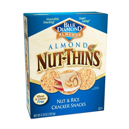 Blue Diamond Nut-Thins Gluten-Free Nut & Rice Cracker Snacks, 4.25