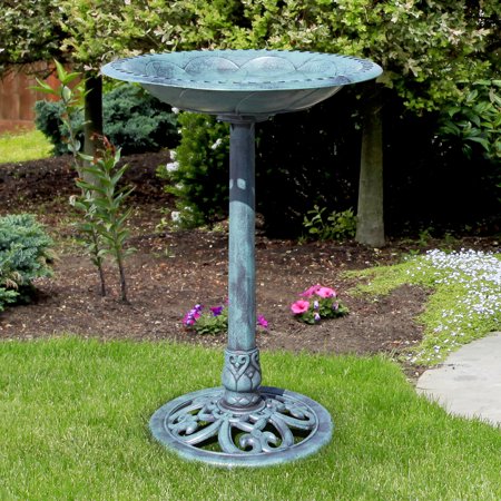 bird bath garden solar pedestal baths choice outdoor resin yard decor fleur accents backyard lys accent decoration tapered bowl walmart