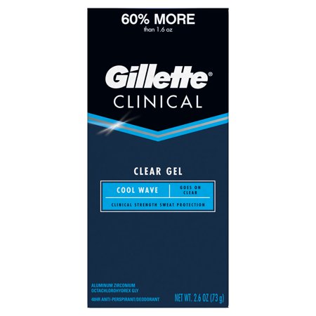 - Gillette Clinical Clear Gel Cool Wave Antiperspirant and Deodorant, 2.6 oz