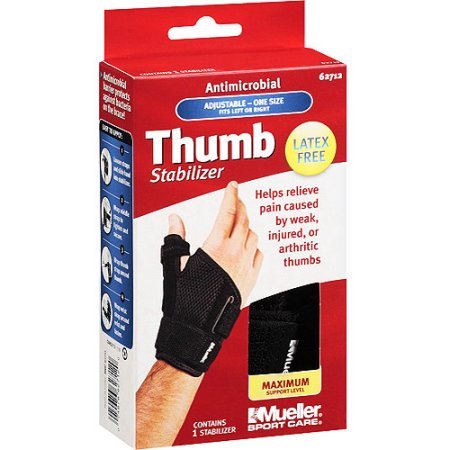 Mueller Sports Medicine Mueller Sport Care Antimicrobial Thumb Stabilizer, Maximum Support Level, One Size ()