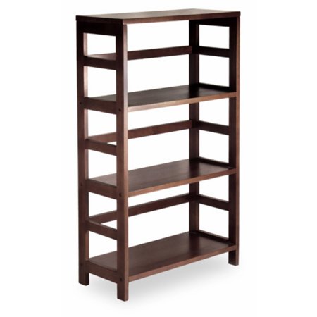 - Leo Storage Open Shelf, 4-Tier, 3-Section, Wide, Espresso