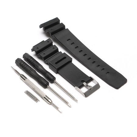 Black Carbon Fiber Watch Band - Black Silicone Watch Strap for Casio G-Shock Watch Fitting 25mm Width Replacement Band
