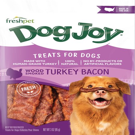 Freshpet Dog Treat, Dog Joy Wood Smoked Turkey Bacon Treat 3 oz Bag