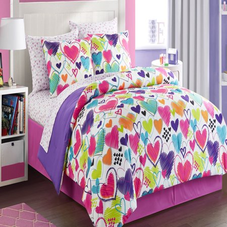 Latitude Bright Hearts Bed in a Bag Bedding Set - Walmart.com