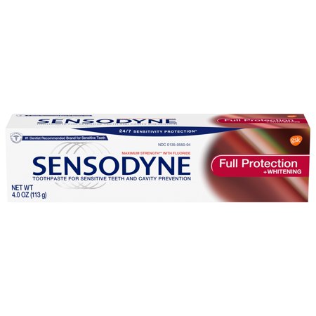 Sensodyne Sensitivity Toothpaste, Whitening for Sensitive Teeth, 24/7 Full Protection, 4
