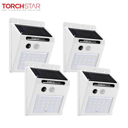 - TORCHSTAR 20LED Solar Motion Lights, Wireless Outdoor Solar Lights for Garden, Patio, Deck, Yard, White, Pack of 4