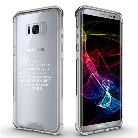 Short Cell - For Samsung Galaxy Clear Shockproof Bumper Case Hard Cover Life Is Short Quote (White For Samsung Galaxy S8)