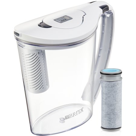 Brita Stream Filter as You Pour Water Pitcher with 1 Filter, Hydro, BPA Free, Chalk White, 10 Cup