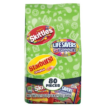 Skittles, Starburst & Life Savers Fruity Candy, Fun Size Variety Mix Bag, 22.7-Ounce, 80 Pieces