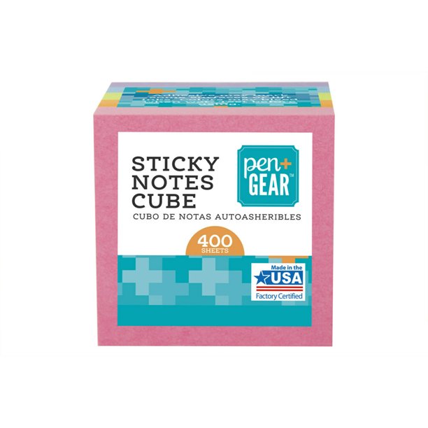 Pen + Gear Sticky Notes Cube 2" x 2", 400 Sheets Total, 1 Cube - Walmart.com - Walmart.com