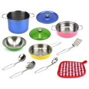 Toy Pots Pans Colorful Kitchen Complete 11 Pcs Metal Children S Kid Toy Kitchenware Playset W 2 Pots