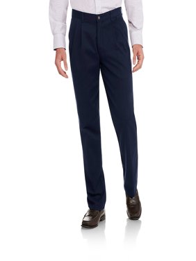 Men's Wrinkle Resistant Pleated 100% Cotton Twill Pant with Scotchgard