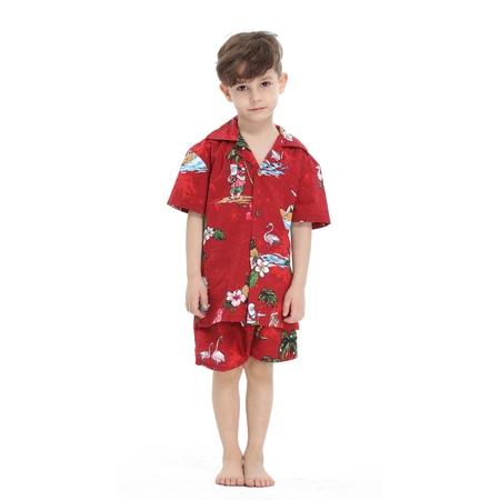 Hawaii Hangover Boy Aloha Luau Shirt Christmas Shirt Cabana Set in Red Santa 4 Year